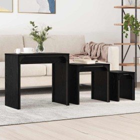 Mesa de Café Nido 3 pcs Roble negro 60 x 35 x 56 cm