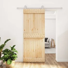 Schiebetür mit Beschlägen aus massivem Kiefernholz, 85 x 210 cm von vidaXL, Türen - Ref: Foro24-3203088, Preis: 183,33 €, Rab...