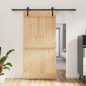 Puerta corredera con herrajes madera maciza de pino 100x210 cm