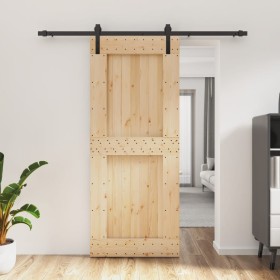 Puerta corredera con herrajes madera maciza de pino 85x210 cm