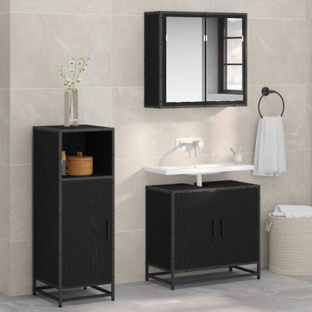 Gabinete de Baño con puerta Roble negro 35 x 37.5 x 100 cm