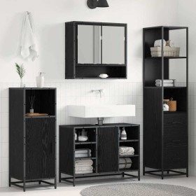 Gabinete de Baño con cajón Roble negro 35 x 37.5 x 166 cm