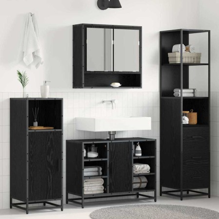 Gabinete de Baño con cajón Roble negro 35 x 37.5 x 166 cm