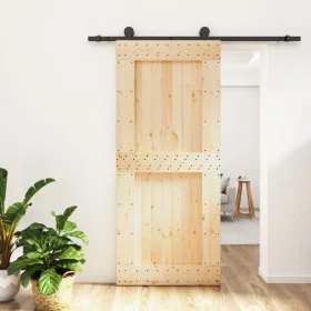 Schiebetür mit Beschlägen aus massivem Kiefernholz, 90 x 210 cm von vidaXL, Türen - Ref: Foro24-3203053, Preis: 202,80 €, Rab...