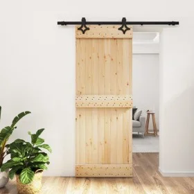 Schiebetür mit Beschlägen aus massivem Kiefernholz 80x210 cm von vidaXL, Türen - Ref: Foro24-3203125, Preis: 170,14 €, Rabatt: %