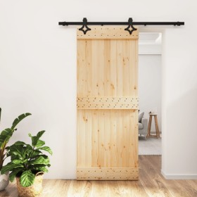 Puerta corredera con herrajes madera maciza de pino 85x210 cm