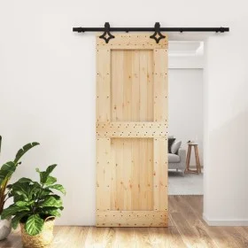 Schiebetür mit Beschlägen aus massivem Kiefernholz 80x210 cm von vidaXL, Türen - Ref: Foro24-3203129, Preis: 193,66 €, Rabatt: %