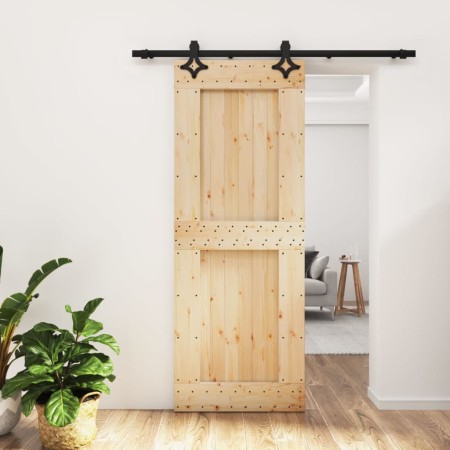 Schiebetür mit Beschlägen aus massivem Kiefernholz 80x210 cm von vidaXL, Türen - Ref: Foro24-3203129, Preis: 192,69 €, Rabatt: %