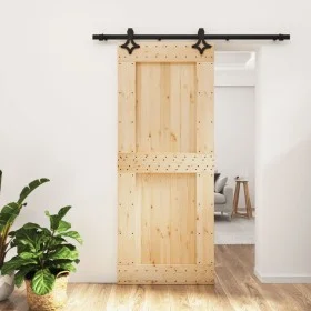 Sliding door with solid pine wood hardware 85x210 cm by vidaXL, Doors - Ref: Foro24-3203130, Price: 194,36 €, Discount: %