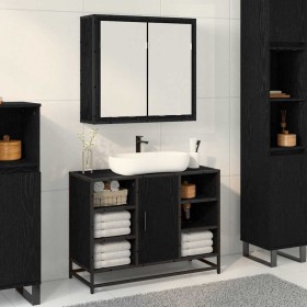 Armario con espejo de baño Roble negro 65 x 20 x 60 cm