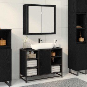 Armario con espejo de baño Roble negro 65 x 20 x 60 cm en Tocadores de baño | Comprar online en Foro24