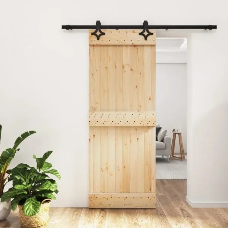 Puerta corredera con herrajes madera maciza de pino 80x210 cm de vidaXL, Puertas - Ref: Foro24-3203140, Precio: 168,14 €, Des...
