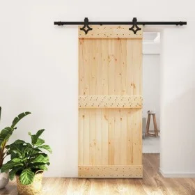 Puerta corredera con herrajes madera maciza de pino 90x210 cm by vidaXL, Doors - Ref: Foro24-3203142, Price: 185,21 €, Discou...