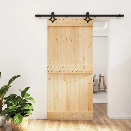 Puerta corredera con herrajes madera maciza de pino 95x210 cm de vidaXL, Puertas - Ref: Foro24-3203143, Precio: 180,10 €, Des...