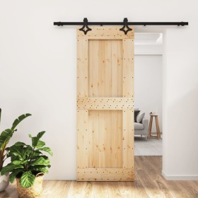 Schiebetür mit Beschlägen aus massivem Kiefernholz 80x210 cm von vidaXL, Türen - Ref: Foro24-3203146, Preis: 194,98 €, Rabatt: %