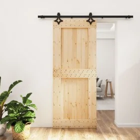 Schiebetür mit Beschlägen aus massivem Kiefernholz 85x210 cm von vidaXL, Türen - Ref: Foro24-3203147, Preis: 188,83 €, Rabatt: %