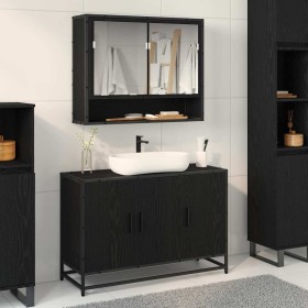 Mueble de Cuarto de Baño con puerta Roble Negro 90 x 33 x 60 cm en Muebles de baño | Comprar online en Foro24