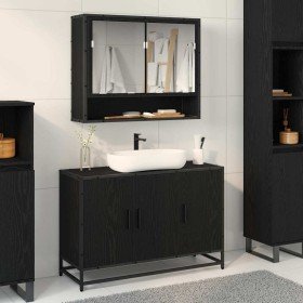 Mueble de Cuarto de Baño con puerta Roble Negro 90 x 33 x 60 cm en Muebles de baño | Comprar online en Foro24