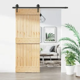 Schiebetür mit Beschlägen aus massivem Kiefernholz 80x210 cm von vidaXL, Türen - Ref: Foro24-3203200, Preis: 154,36 €, Rabatt: %