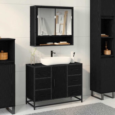 Gabinete de Lavabo para Baño Roble negro 80 x 33 x 60 cm