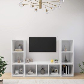Muebles de salón 3 piezas madera ingeniería blanco 107x35x37 cm