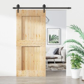 Puerta corredera con herrajes madera maciza de pino 90x210 cm