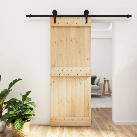 Puerta corredera con herrajes madera maciza de pino 80x210 cm by vidaXL, Doors - Ref: Foro24-3203231, Price: 155,17 €, Discou...