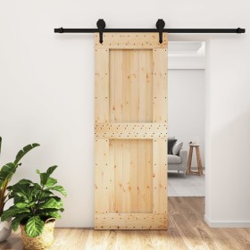 Puerta corredera con herrajes madera maciza de pino 80x210 cm