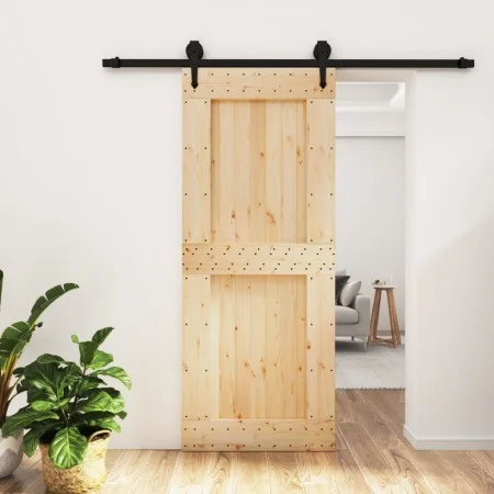 Puerta corredera con herrajes madera maciza de pino 85x210 cm von vidaXL, Türen - Ref: Foro24-3203238, Preis: 180,60 €, Rabat...