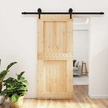 Schiebetür mit massiven Kiefernhölzern und Beschlägen, 90x210 cm. von vidaXL, Türen - Ref: Foro24-3203239, Preis: 188,34 €, R...