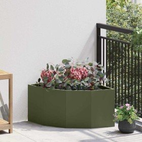 Macetero de Esquina Verde oliva 60 x 60 x 35 cm Acero en Maceteros y jardineras | Comprar online en Foro24