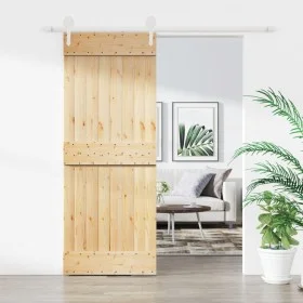 Schiebetür mit Beschlägen aus massivem Kiefernholz 80x210 cm von vidaXL, Türen - Ref: Foro24-3203255, Preis: 173,99 €, Rabatt: %