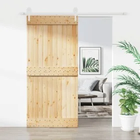 Schiebetür mit Beschlägen aus massivem Kiefernholz, 95 x 210 cm von vidaXL, Türen - Ref: Foro24-3203258, Preis: 193,27 €, Rab...