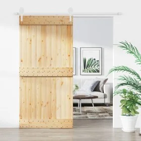 Schiebetür mit Beschlägen aus massivem Kiefernholz, 100 x 210 cm von vidaXL, Türen - Ref: Foro24-3203259, Preis: 221,37 €, Ra...