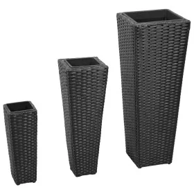 Black Synthetic Rattan Flowerbed Set 3 Pieces by vidaXL, Pots and planters - Ref: Foro24-40534, Price: 87,39 €, Discount: %