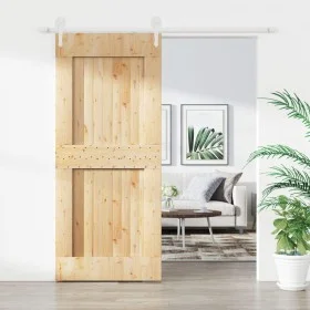 Schiebetür mit Beschlägen aus massivem Kiefernholz, 90 x 210 cm von vidaXL, Türen - Ref: Foro24-3203263, Preis: 207,24 €, Rab...