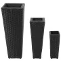 Schwarzes Blumenbeet-Set aus synthetischem Rattan, 3-teilig von vidaXL, Töpfe und Pflanzgefäße - Ref: Foro24-40534, Preis: 87...