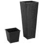 Schwarzes Blumenbeet-Set aus synthetischem Rattan, 3-teilig von vidaXL, Töpfe und Pflanzgefäße - Ref: Foro24-40534, Preis: 87...