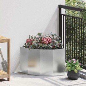 Macetero de Esquina Plateado 45 x 45 x 35 cm Acero galvanizado en Maceteros y jardineras | Comprar online en Foro24