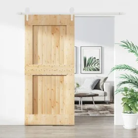Puerta corredera con herrajes madera maciza de pino 100x210 cm by vidaXL, Doors - Ref: Foro24-3203265, Price: 220,70 €, Disco...
