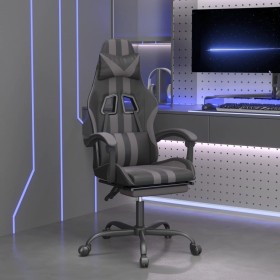 Silla gaming con reposapiés cuero sintético negro gris