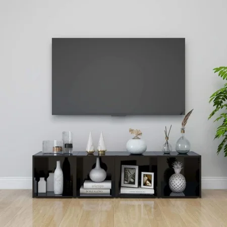TV furniture 4 units glossy black plywood 37x35x37 cm by vidaXL, TV Furniture - Ref: Foro24-805521, Price: 57,61 €, Discount: %