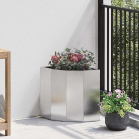 Macetero de Esquina Plateado 30 x 30 x 35 cm Acero inoxidable