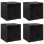 TV-Möbel 4 Einheiten aus glänzend schwarzem Sperrholz 37x35x37 cm von vidaXL, TV-Möbel - Ref: Foro24-805521, Preis: 58,26 €, ...