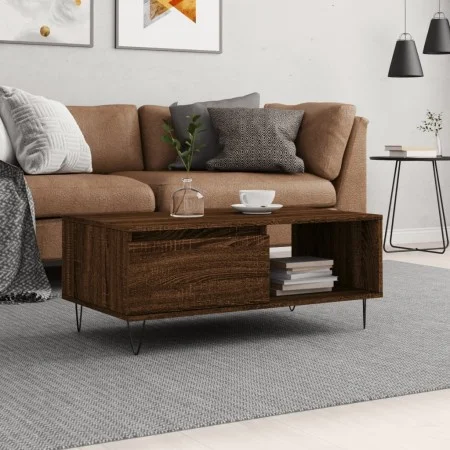 Brauner Eichen-Sperrholz Couchtisch 90x50x36,5 cm von vidaXL, Couchtisch - Ref: Foro24-830571, Preis: 61,44 €, Rabatt: %
