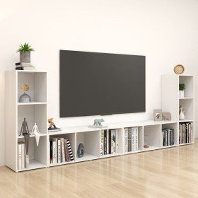 Muebles para TV 4 uds madera contrachapada blanco 107x35x37 cm