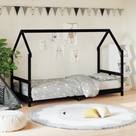 Estructura de cama para niños madera de pino negro 80x200 cm