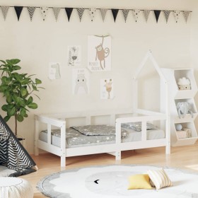 Estructura de cama para niños madera de pino blanco 70x140 cm