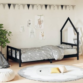 Estructura de cama para niños madera de pino negro 90x190 cm