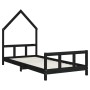 Kinderbettgestell aus schwarzem Kiefernholz, 90 x 190 cm von vidaXL, Kinderbetten und Betten für Kinder - Ref: Foro24-834563,...